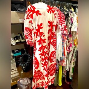 Sea NY red and white midi dress